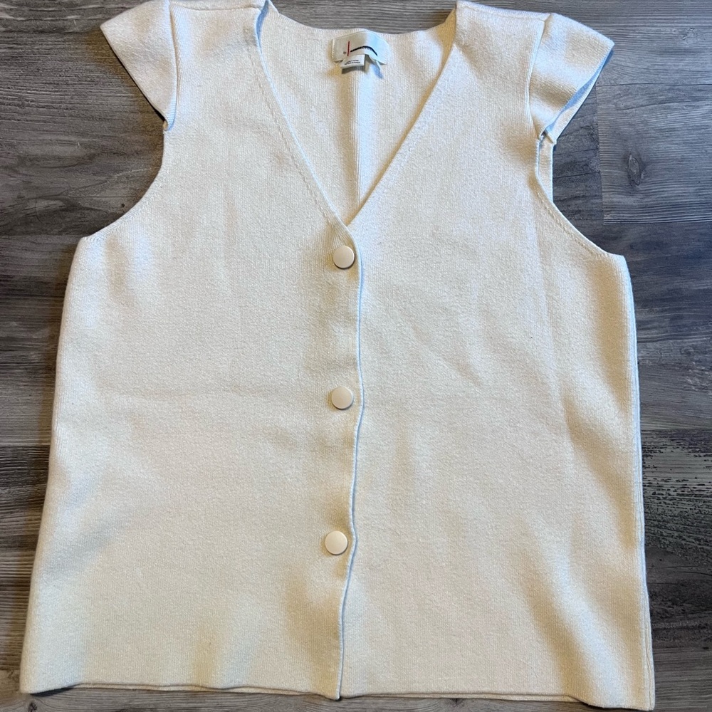 Anthropologie Cream Button-Front Tank Top
